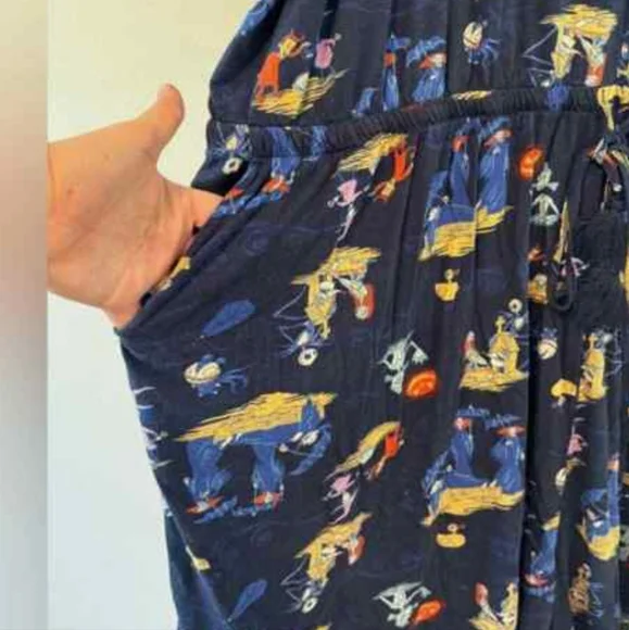 Torrid, Disney Nightmare Before Christmas Blue Sleeveless Button Front Romper - Picture 7 of 8